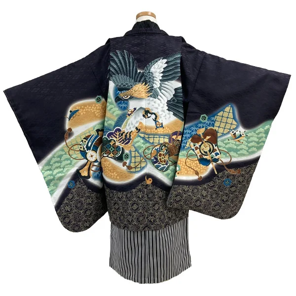 t2252603】【レンタル】七五三 男の子 5歳 羽織袴セット 長門 鷹に鼓