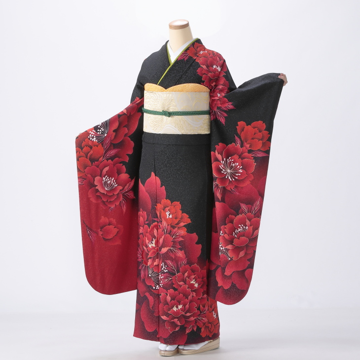 全て揃う振袖セットＦ8(京都丸紅製)成人式振袖フルセット、京都着物guiches f0511047r2】【赤・ワイン系】振袖 レンタル フルセット Mサイズ