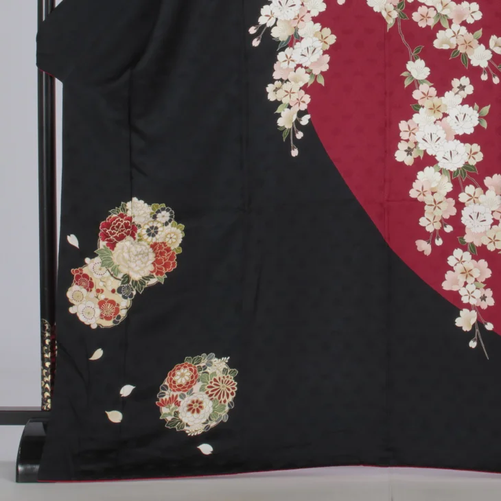f0525670】【黒系】振袖 販売 フルセット Lサイズ 【中古】【状態:S 