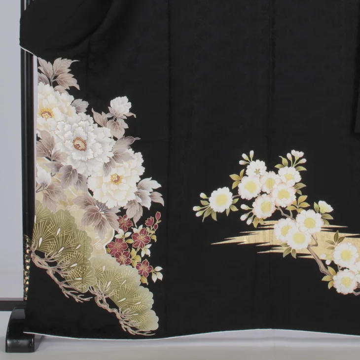 f0923069r2】【黒系】振袖 レンタル フルセット Mサイズ 成人式 着物