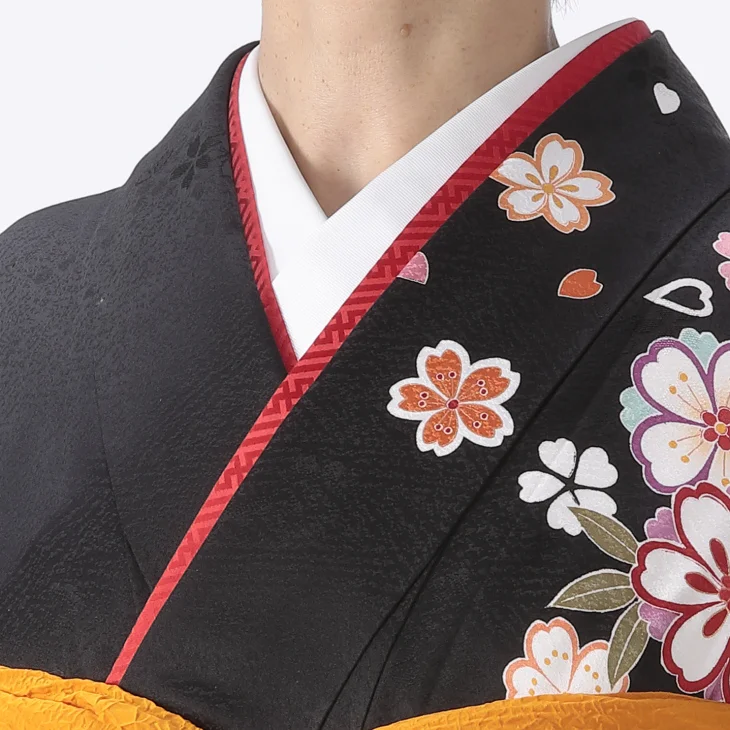 【中古品】振袖・エンジ下黒波【b232】/成人式/卒業式/結婚式/ f8025019】【黒系】振袖 販売 フルセット Mサイズ ほぼ新品 成人式