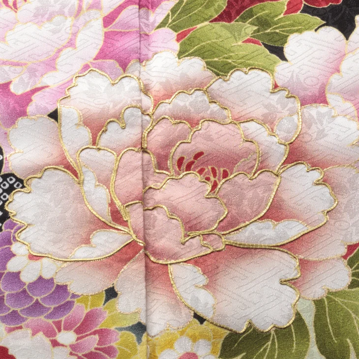 f8025026r】【黒系】振袖 レンタル フルセット Lサイズ ほぼ新品 成人