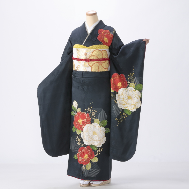 【美品　正絹お振袖　7点フルセット　Mサイズ　ブルーグリーン　】 f0319120】【青・紺系】振袖 販売 フルセット Mサイズ 【中古