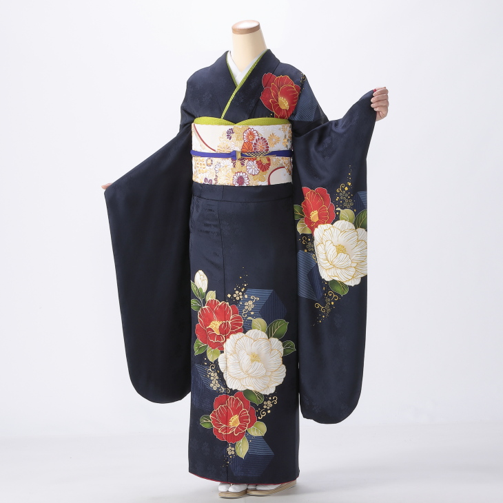 【袴プレゼント対象】振袖 購入 フルセット Mサイズ 成人式 着物 【青・紺系】【中古】【状態:S】【f0324019】