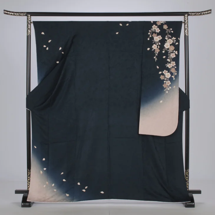 f0325034r】【青・紺系】振袖 レンタル フルセット Mサイズ 【状態:S