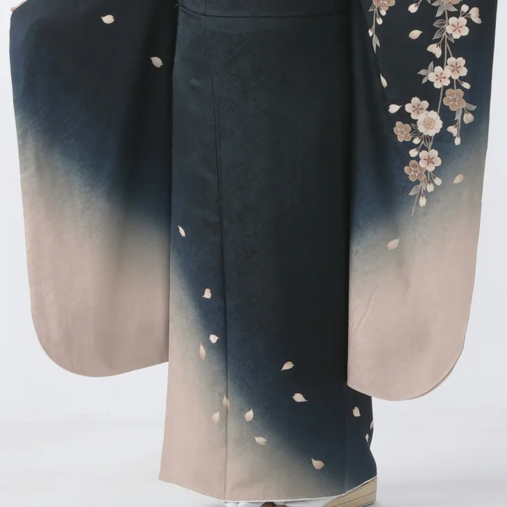 f0325034r】【青・紺系】振袖 レンタル フルセット Mサイズ 【状態:S