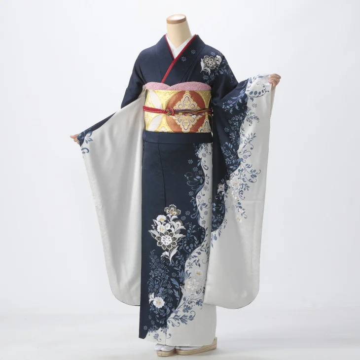 QutieFrash 着物袖(青和柄)新品未使用タグつき QutieFrash 着物袖(青和