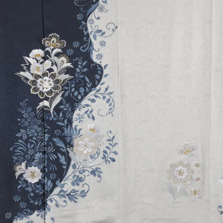 f0424096r】【青・紺系】振袖 レンタル フルセット Lサイズ 【状態:S