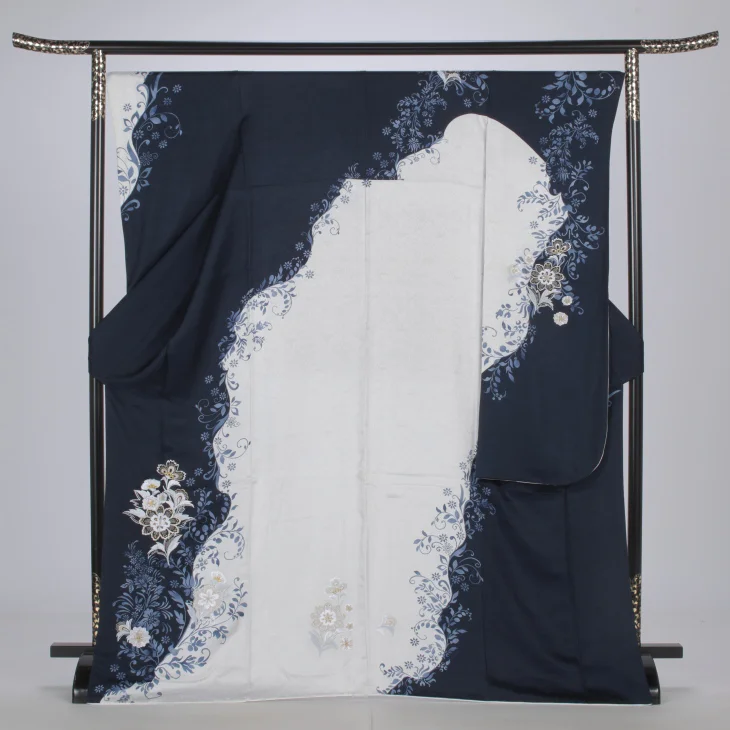 f0425052r】【青・紺系】振袖 レンタル フルセット Lサイズ 【状態:S