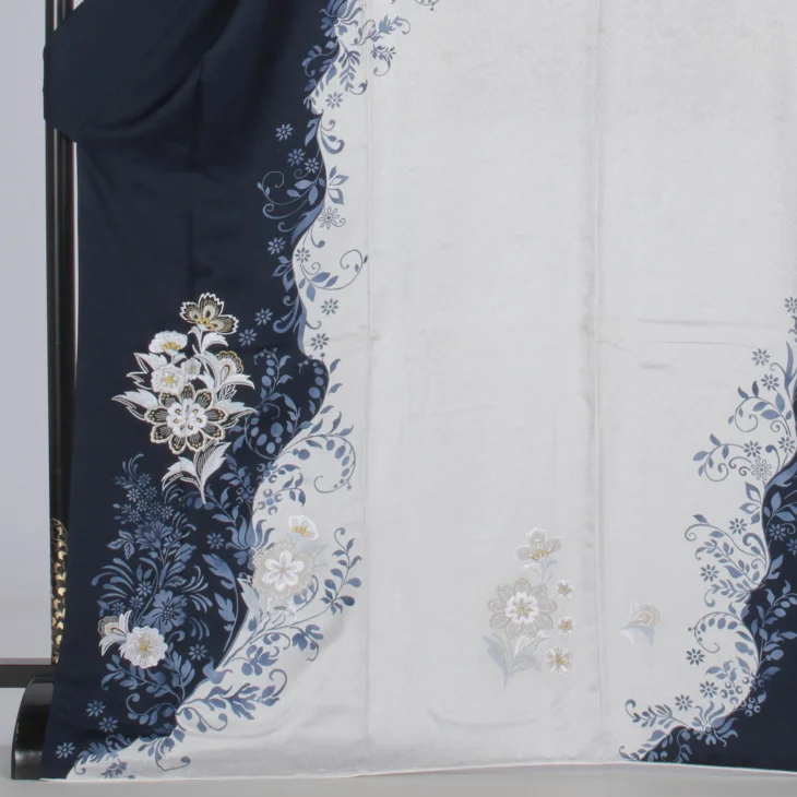 f0425052r】【青・紺系】振袖 レンタル フルセット Lサイズ 【状態:S