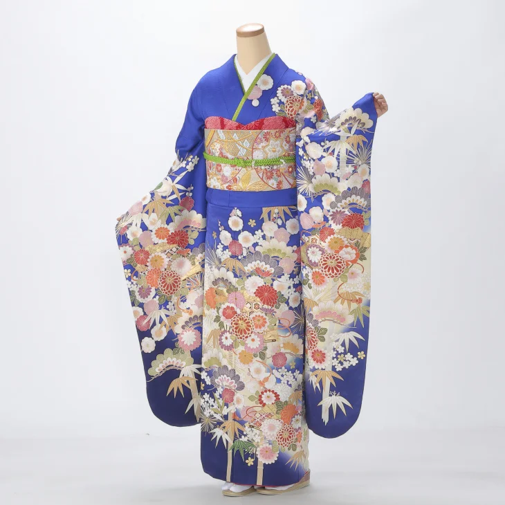 f0518259】【青・紺系】振袖 販売 フルセット Lサイズ 【中古】【状態