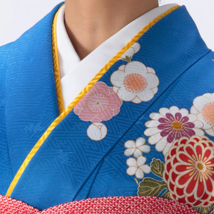 f0520006r】【青・紺系】振袖 レンタル フルセット Mサイズ 【状態:A