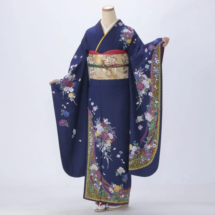 f0522044】【青・紺系】振袖 販売 フルセット Mサイズ 【中古】【状態