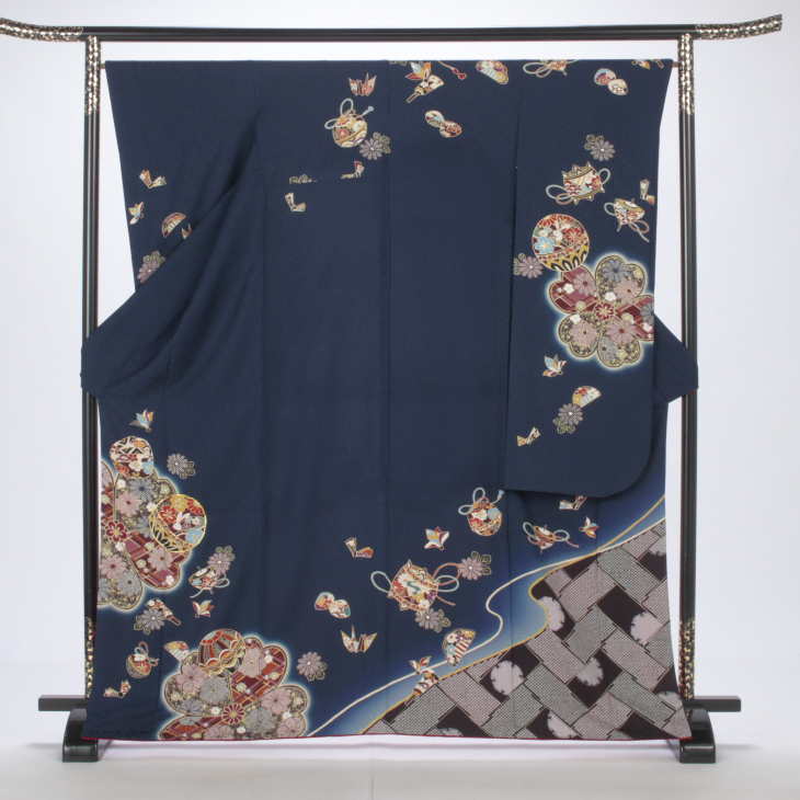 f0522204】【青・紺系】振袖 販売 フルセット Mサイズ 【中古】【状態