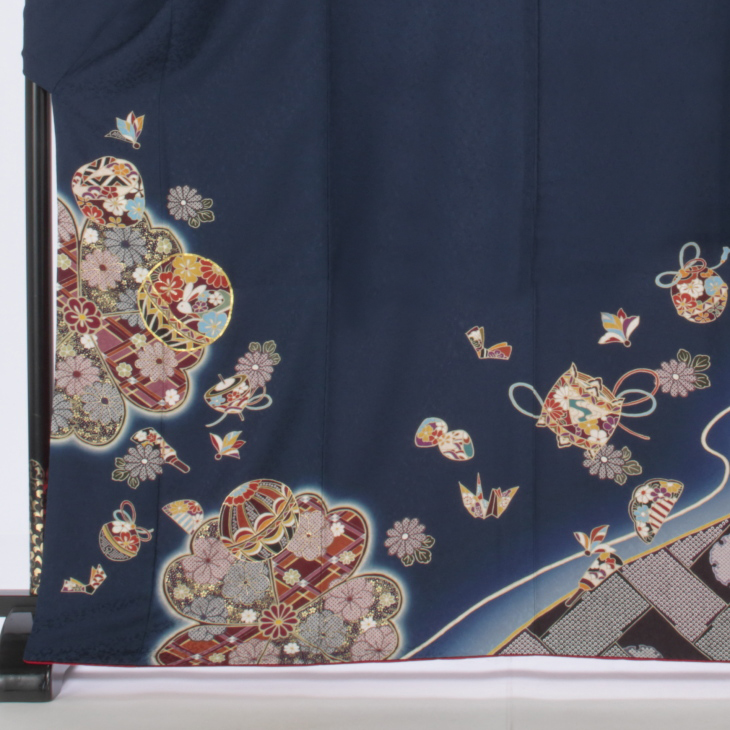 f0522204r】【青・紺系】振袖 レンタル フルセット Mサイズ 【状態:S