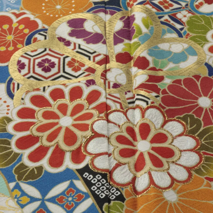 f0522358r】【青・紺系】振袖 レンタル フルセット Mサイズ 【状態:S