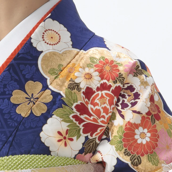 H⭐R　お振り袖Msize　no 137 f0523336r】【青・紺系】振袖 レンタル フルセット Mサイズ 【状態:S