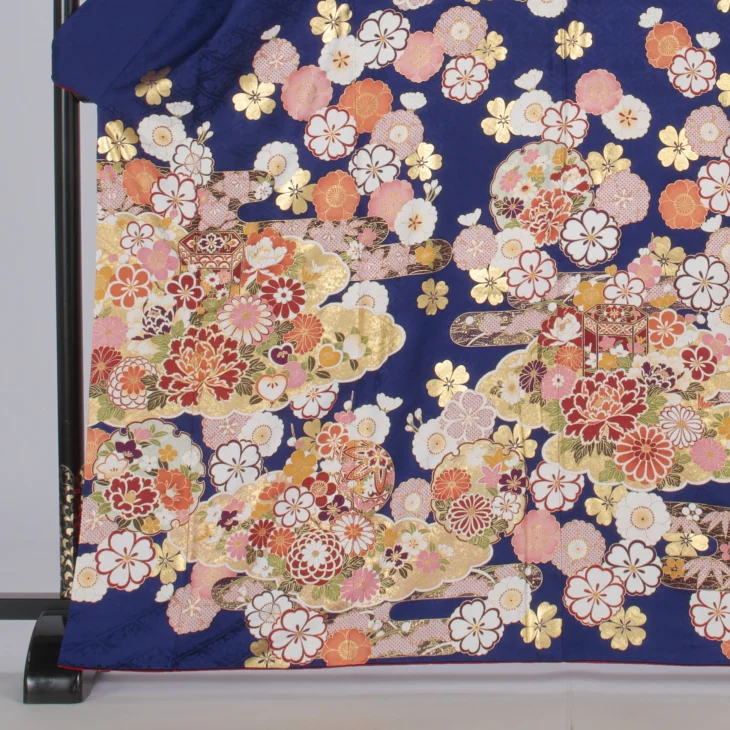 f0523336r2】【青・紺系】振袖 レンタル フルセット Mサイズ 成人式