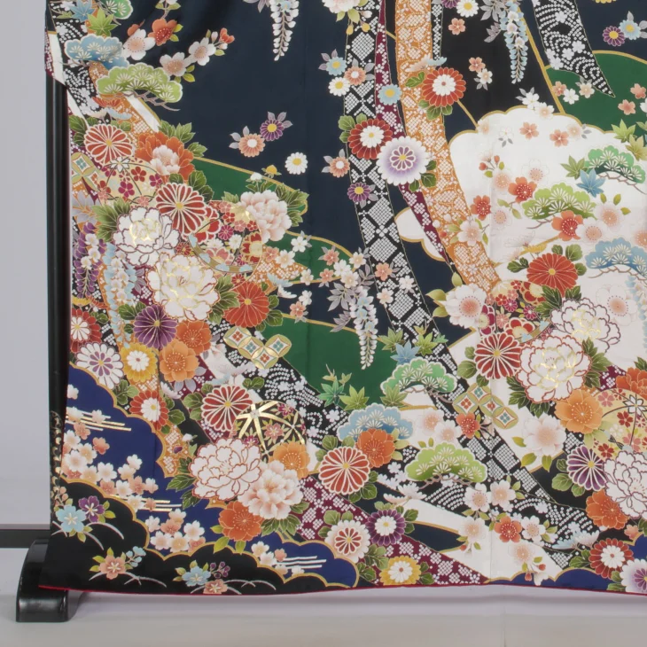 f0525047r2】【青・紺系】振袖 レンタル フルセット Mサイズ 成人式