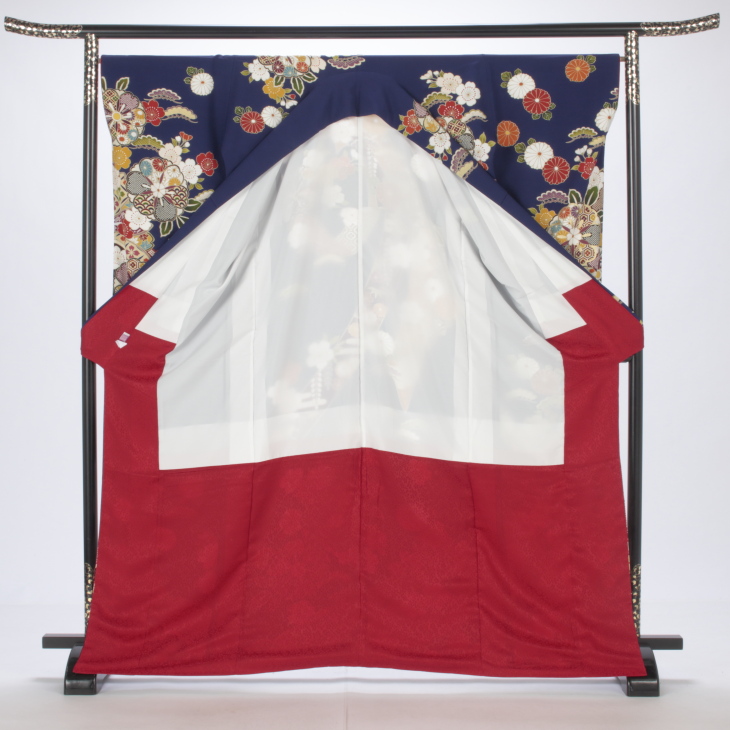 f0619027r2】【青・紺系】振袖 レンタル フルセット Mサイズ 成人式