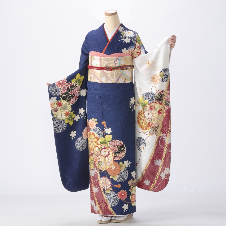 f0620029】【青・紺系】振袖 販売 フルセット Mサイズ 【中古
