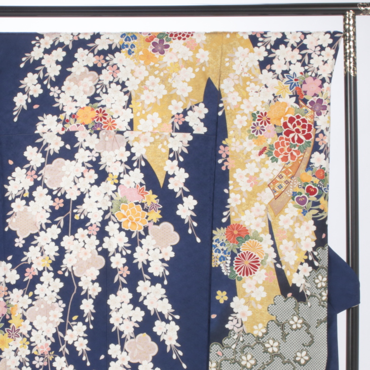 f0719064】【青・紺系】振袖 販売 フルセット Lサイズ 【中古