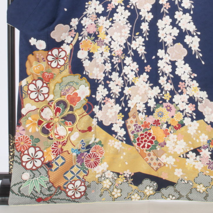 f0719064】【青・紺系】振袖 販売 フルセット Lサイズ 【中古