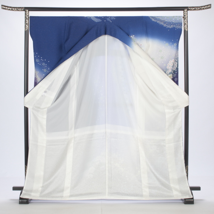 振袖 身長157-172cm 青 bl-045 f0722185r2】【青・紺系】振袖 レンタル フルセット Mサイズ