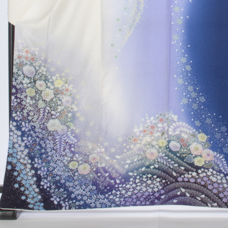 f0722185r2】【青・紺系】振袖 レンタル フルセット Mサイズ