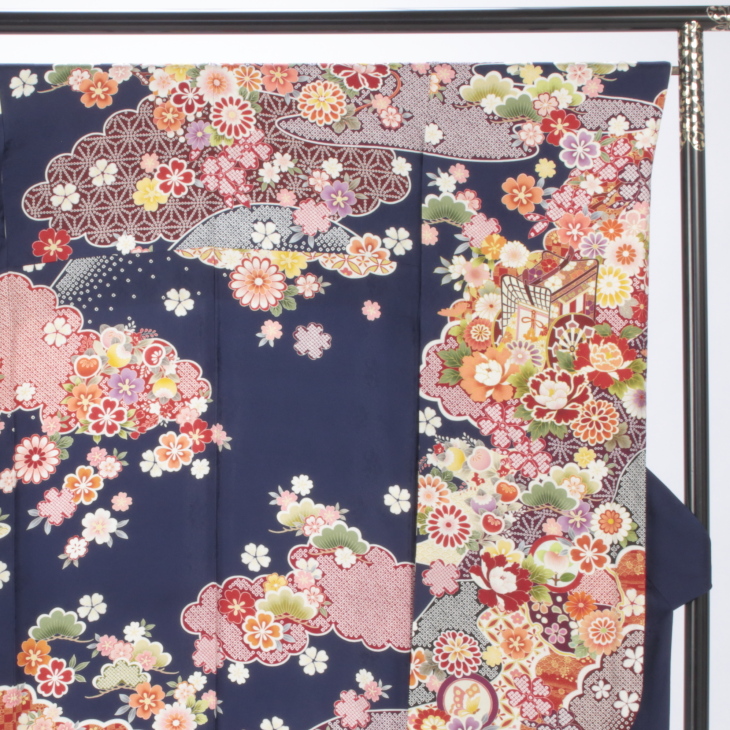 f0722203】【青・紺系】振袖 販売 フルセット Mサイズ 【中古】【状態