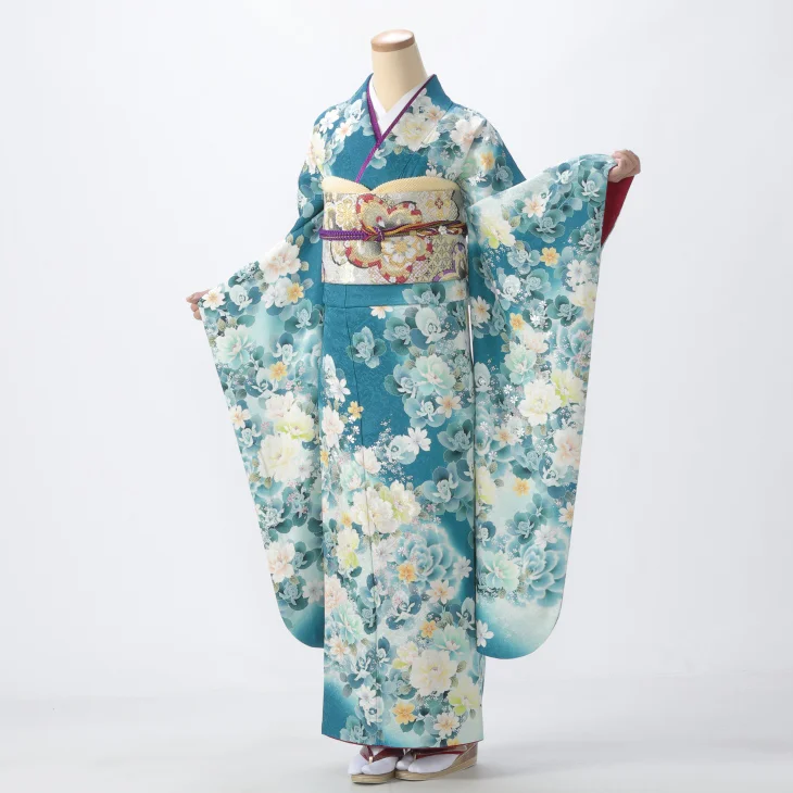 f0724418r】【青・紺系】振袖 レンタル フルセット Mサイズ 【状態:S