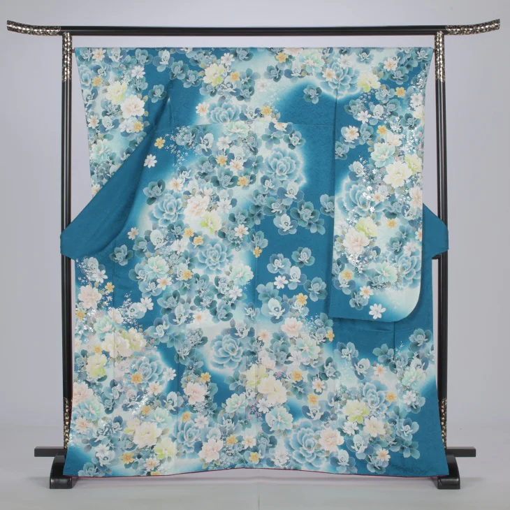 f0724418r】【青・紺系】振袖 レンタル フルセット Mサイズ 【状態:S