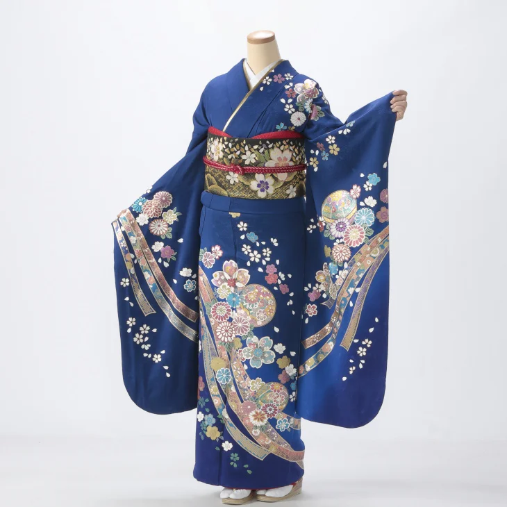 f0725178】【青・紺系】振袖 販売 フルセット Mサイズ 【中古】【状態