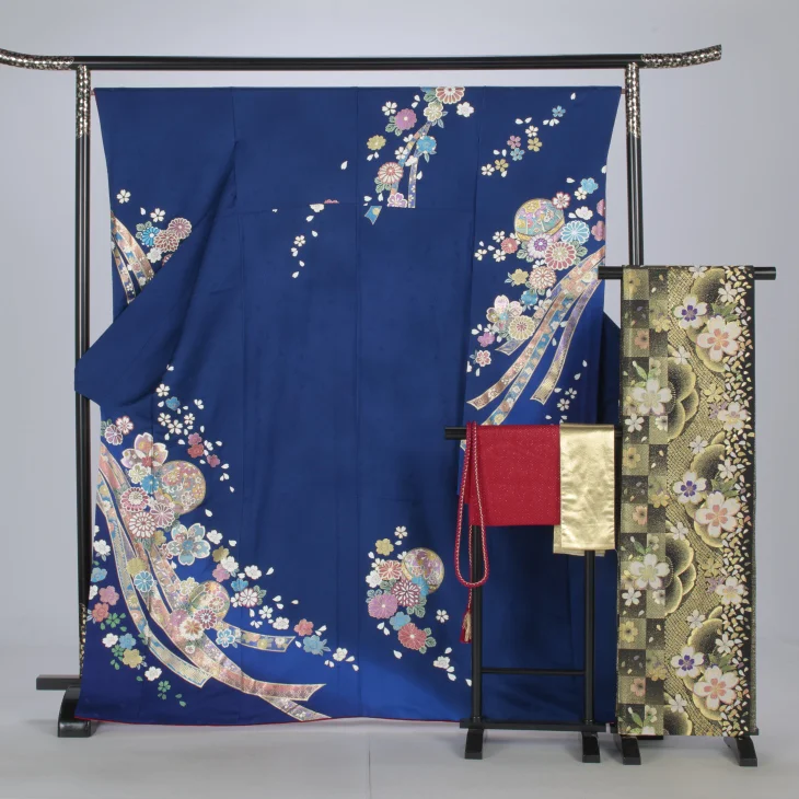 f0725178】【青・紺系】振袖 販売 フルセット Mサイズ 【中古】【状態