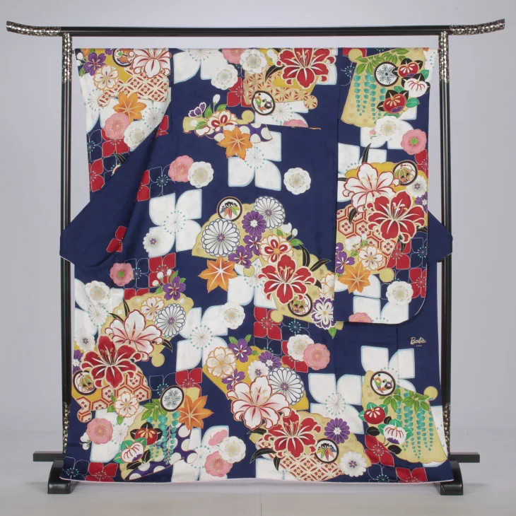 f0922055】【青・紺系】振袖 販売 フルセット Mサイズ 【中古】【状態