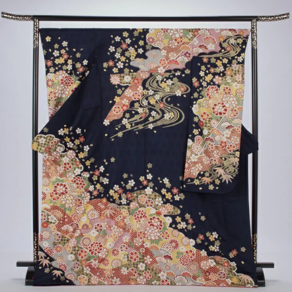 f8022226r2】【レンタル】【成人式】振袖 フルセット Lサイズ 青・紺系