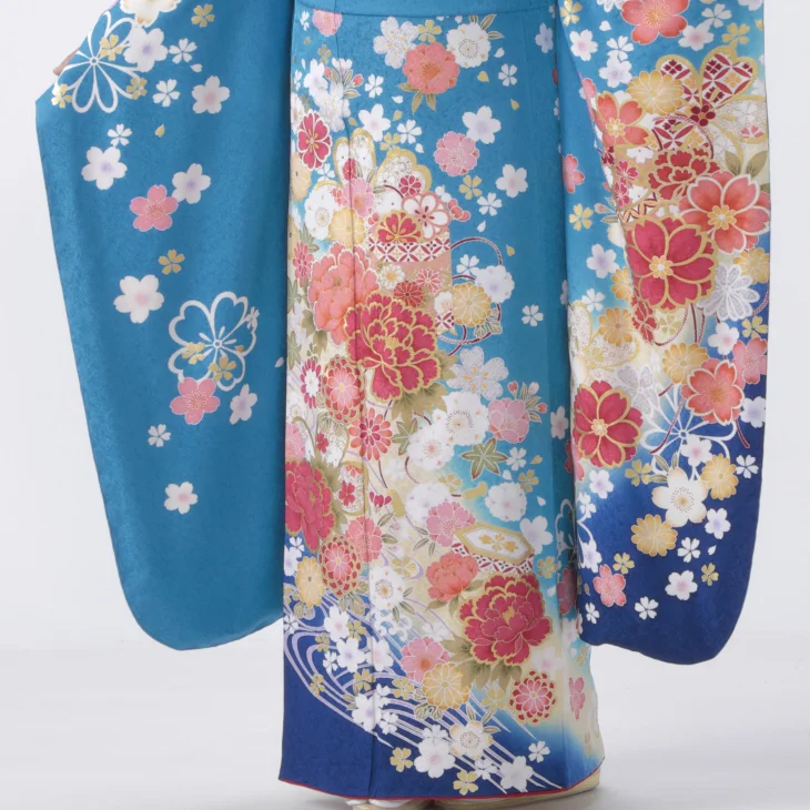 f8024099】【青・紺系】振袖 販売 フルセット LLサイズ 【新品】【状態