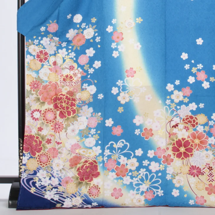 f8024099】【青・紺系】振袖 販売 フルセット LLサイズ 【新品】【状態