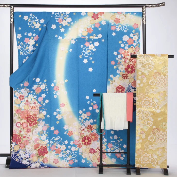 f8024099】【青・紺系】振袖 販売 フルセット LLサイズ 【新品】【状態