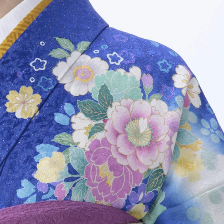 f8025003】【青・紺系】振袖 販売 フルセット Mサイズ ほぼ新品 成人式