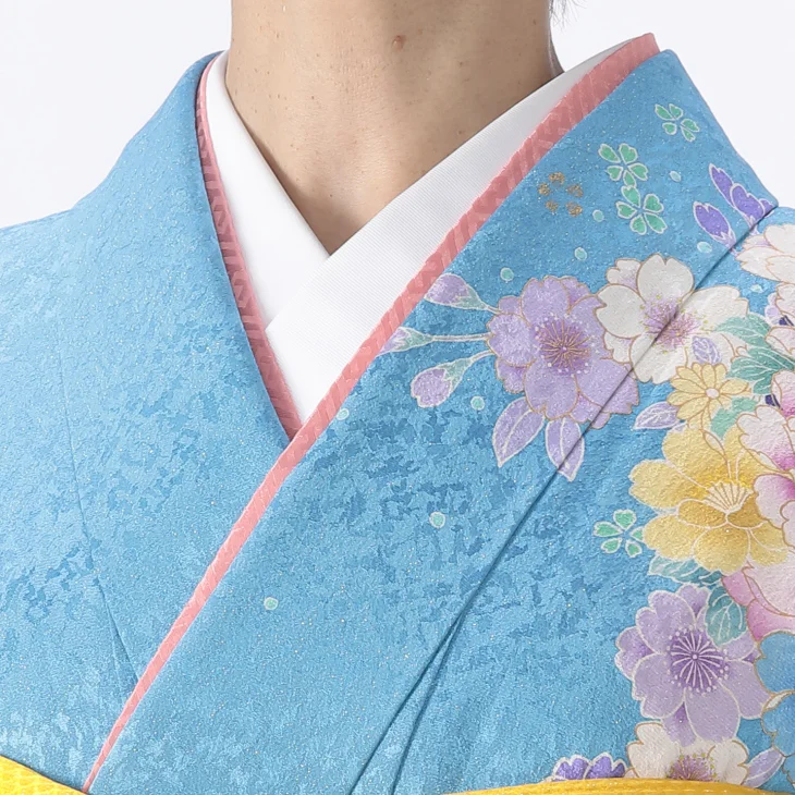 f8025009r】【青・紺系】振袖 レンタル フルセット Mサイズ ほぼ新品