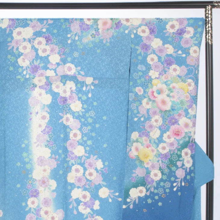 f8025010】【青・紺系】振袖 販売 フルセット LLサイズ ほぼ新品 成人