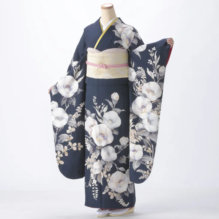 振袖 購入 フルセット Mサイズ 成人式 着物 【青・紺系】【中古】【状態:S】【f9124071】