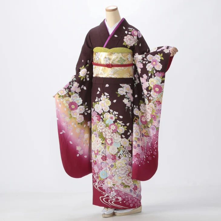 f0114191】【茶系】振袖 販売 フルセット Mサイズ 【中古】【状態:A 