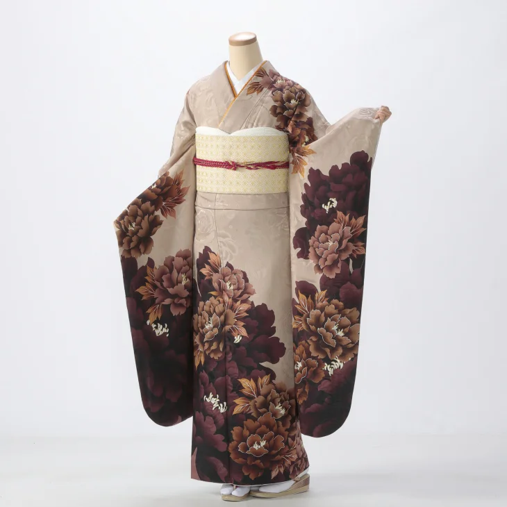 振袖 購入 フルセット Mサイズ 成人式 着物 【茶系】【中古】【状態:S】【f0525201】