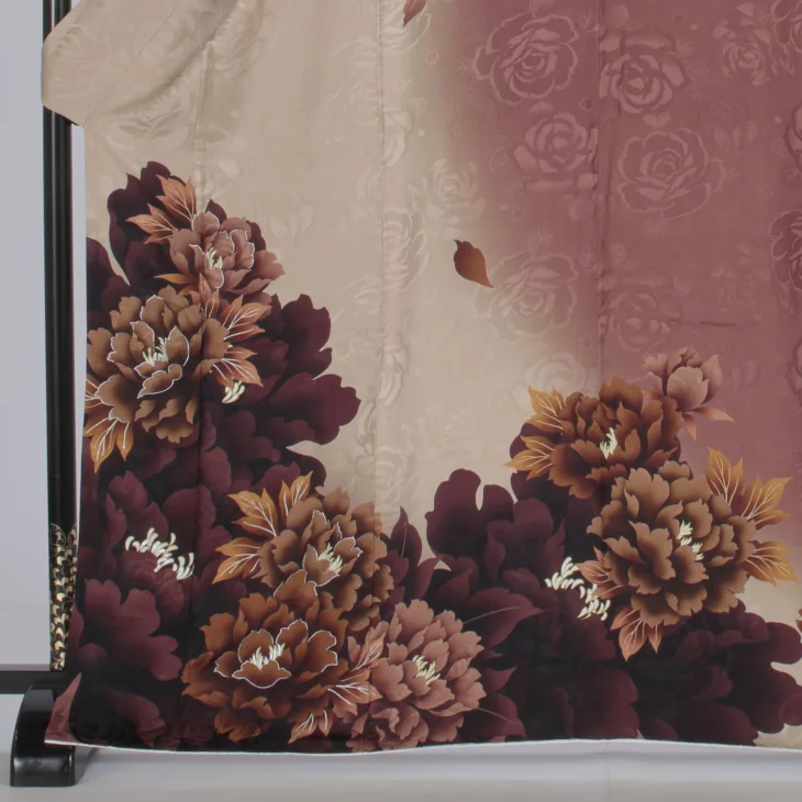 茶系 友禅 振り袖 豪華フルセット‼️ 京都きもの友禅 振袖 中古 フルセット 成人式 Mサイズ 古典 茶系 着物