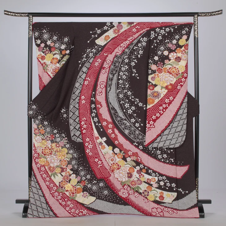 f0921062】【茶系】振袖 販売 フルセット Lサイズ 【中古】【状態:A