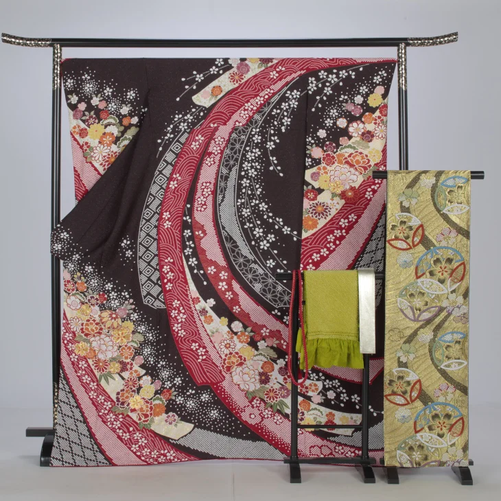 f0921062】【茶系】振袖 販売 フルセット Lサイズ 【中古】【状態:A