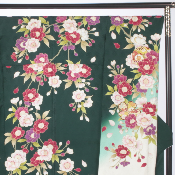 f0318221】【グリーン系】振袖 販売 フルセット LLサイズ 【中古