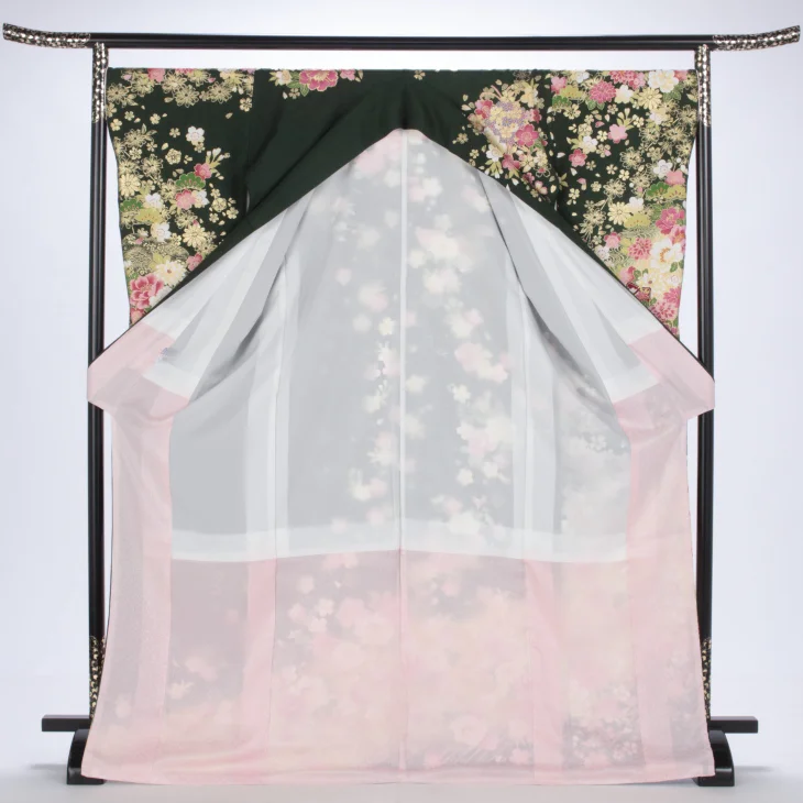 京紅型風 ⁂⁂ケロロ様⁂⁂【振袖フルセット】 緑 【新品振袖/京友禅】【緑】癒しのパワーがある深緑と上品に No.1132 7点セット 着物・浴衣